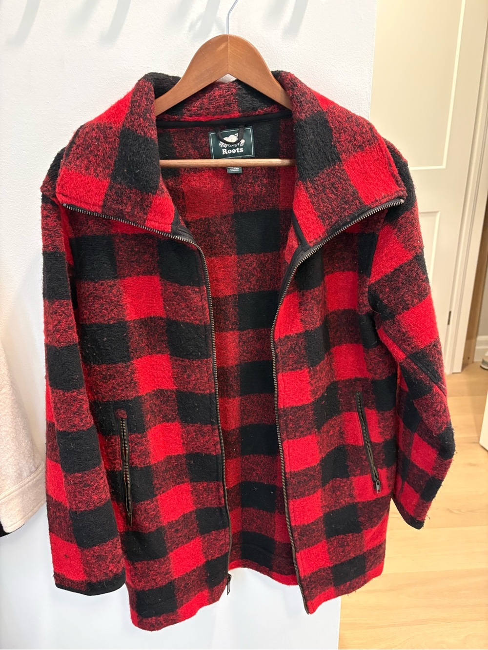Roots Red and Black Buffalo Plaid Zip Jacket